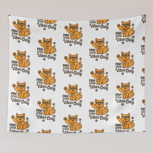 Item preview, Pawsitive Vibes Only Cool Cat Design designed and sold by LaughLab Apparel.