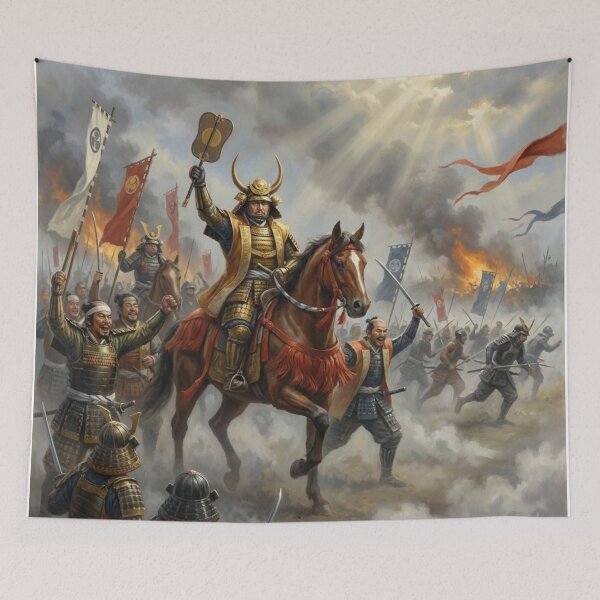Item preview, Tokugawa Ieyasu – Samurai Victory Cry | Sengoku Battle Triumph Art designed and sold by Mori-no-Akari.