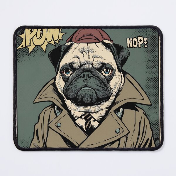 Item preview, Grumpy Detective Pug Nope - The Grumpy Pet Club Comic Pop Art designed and sold by The Grumpy Pet Club.