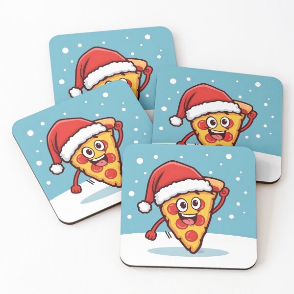 Item preview, Funny Christmas Pizza Slice – Cute Santa Hat Cartoon Food designed and sold by Kavya Art.