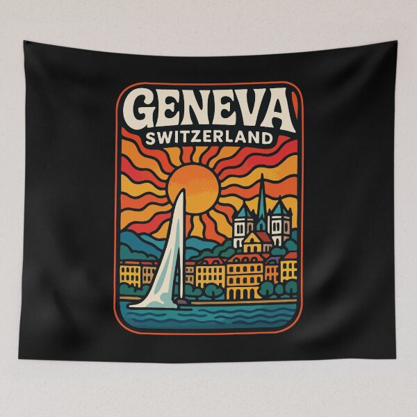 Item preview, Geneva Switzerland Trippy Art Travel designed and sold by TomFrontierArt.