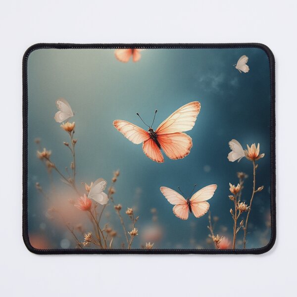 Item preview, Soft Coral Butterflies in Dreamy Meadow – Nature Artwork designed and sold by a1qualityd.