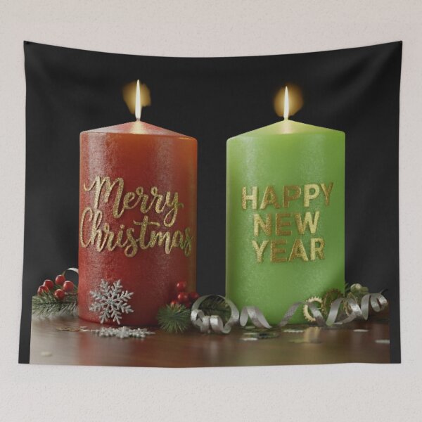 Item preview, Merry Christmas & Happy New Year Candles – Festive Holiday Celebration designed and sold by DroolWorthyUS.