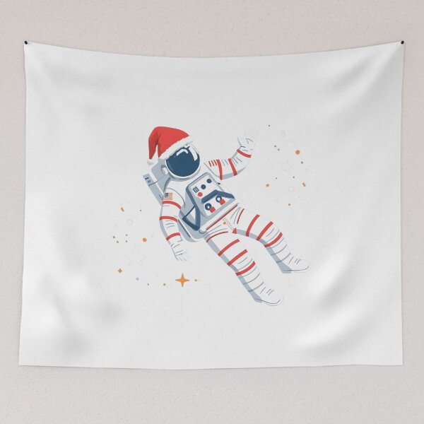 Item preview, Floating Astronaut in Santa Hat – Space Christmas Illustration designed and sold by Kavya Art.