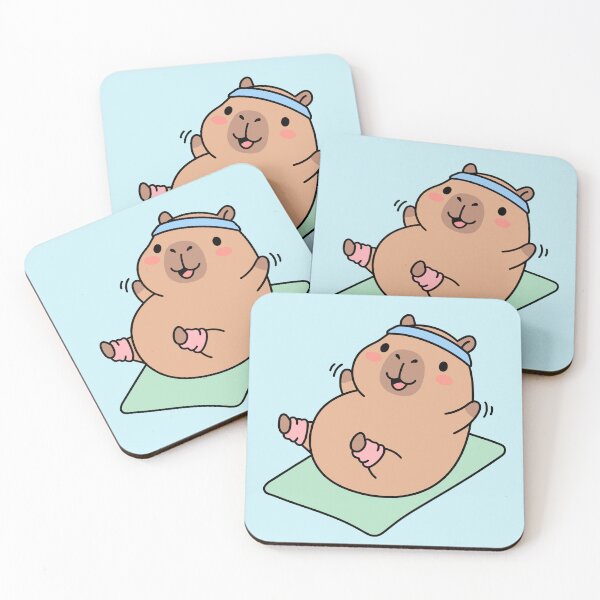 Item preview, Cute Capybara Doing Yoga - Funny 80s Aerobics Workout Kawaii Art designed and sold by Imaginationbeyond.