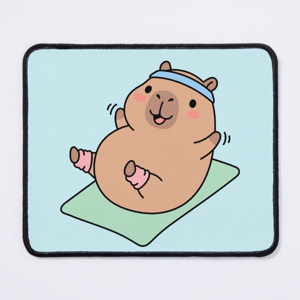 Item preview, Cute Capybara Doing Yoga - Funny 80s Aerobics Workout Kawaii Art designed and sold by Imaginationbeyond.