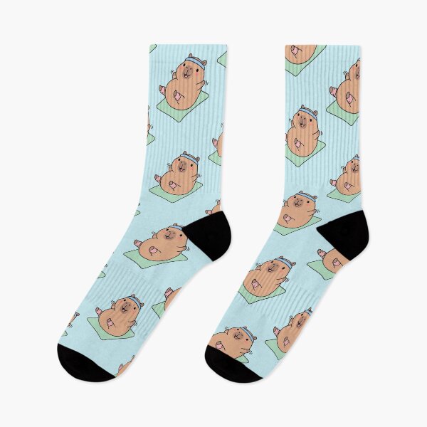 Item preview, Cute Capybara Doing Yoga - Funny 80s Aerobics Workout Kawaii Art designed and sold by Imaginationbeyond.