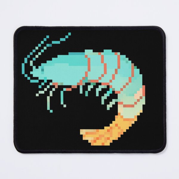 Item preview, Pixel shrimp in blue and orange designed and sold by PixelMarrero.