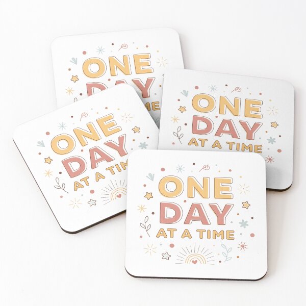 Item preview, One Day at a Time — Positive Motivational Retro Typography Design designed and sold by VivoStudio.