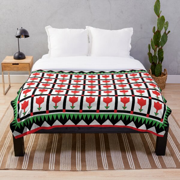 Item preview, Red Tulips Grid Pattern with Decorative Borders Design designed and sold by Snout & Shout..