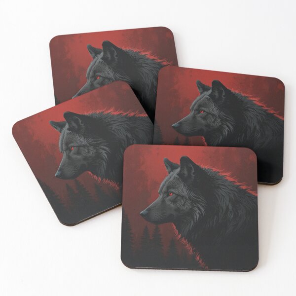 Item preview, Crimson Gaze – Black Wolf Under a Blood Red Sky designed and sold by laser1064.