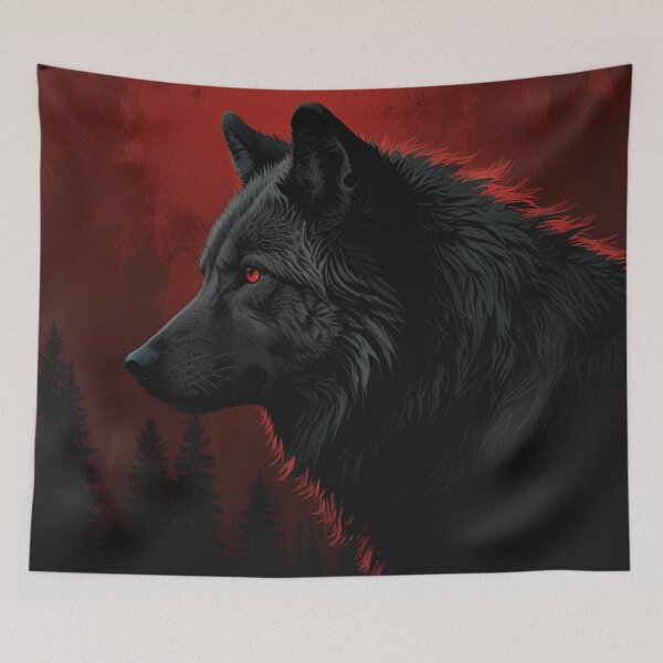 Item preview, Crimson Gaze – Black Wolf Under a Blood Red Sky designed and sold by laser1064.