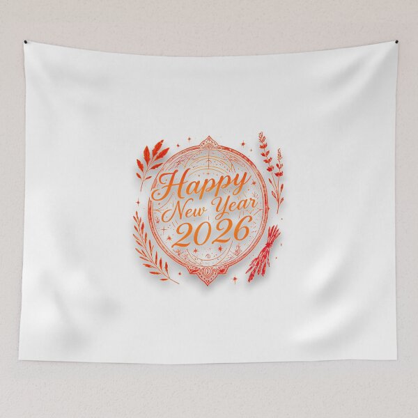 Item preview, Hand-Drawn Botanical "Happy New Year 2026" Emblem designed and sold by blacK1982White.