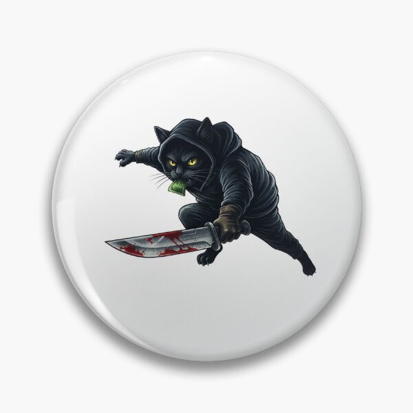 Item preview, Funny cat – Dark Ninja Cat with Knife | Edgy Street Art Design designed and sold by NoPurrsGiven.