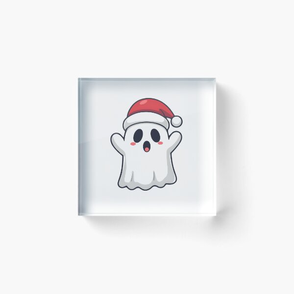 Item preview, Cute Christmas Ghost in Santa Hat – Spooky Kawaii Holiday Art designed and sold by Kavya Art.