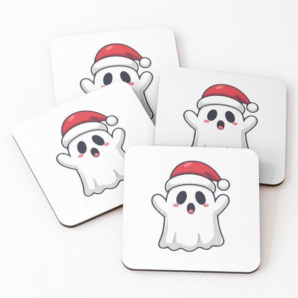 Item preview, Cute Christmas Ghost in Santa Hat – Spooky Kawaii Holiday Art designed and sold by Kavya Art.