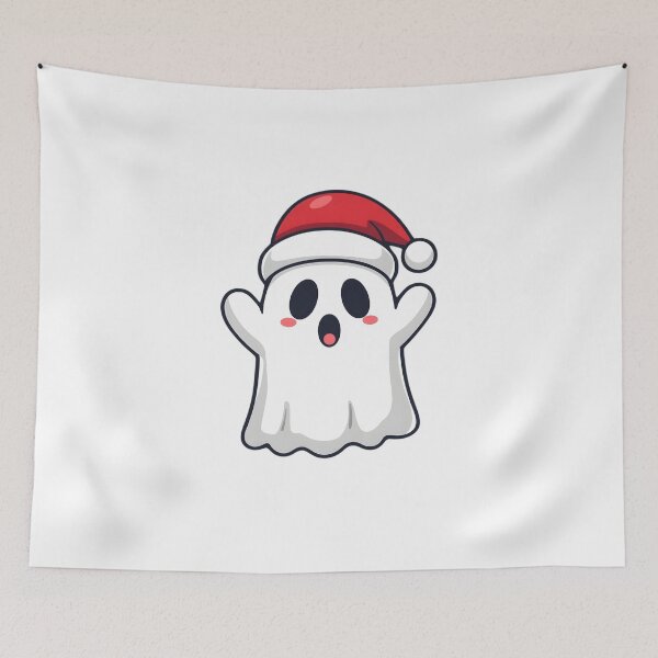Item preview, Cute Christmas Ghost in Santa Hat – Spooky Kawaii Holiday Art designed and sold by Kavya Art.