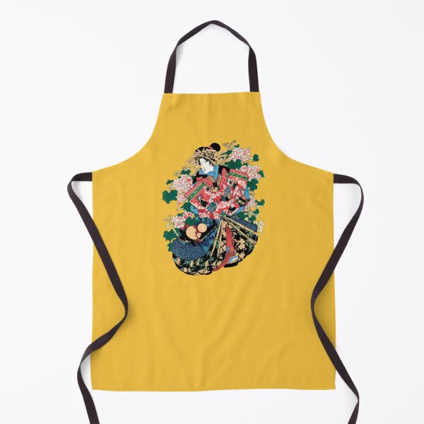 Item preview, Geisha In Elaborate Kimono Surrounded By Floral Motifs And Wooden Fans In Vibrant Art Style designed and sold by portokalis.
