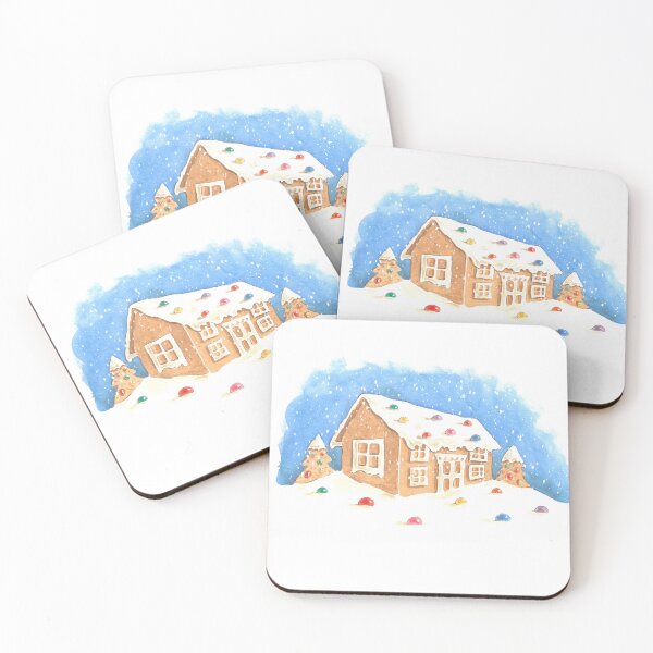 Item preview, Gingerbread cottage hand painted  watercolor illustration designed and sold by Bonheurem.