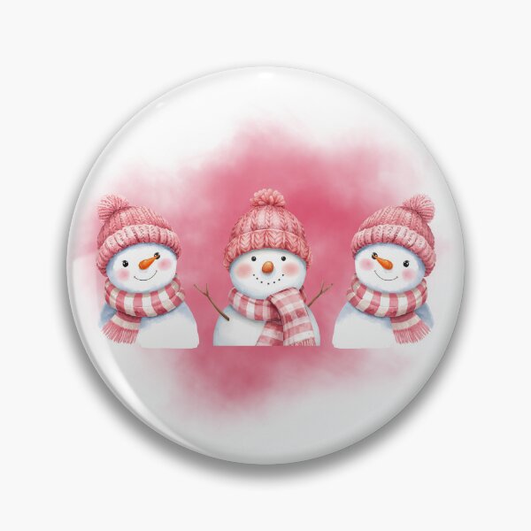 Item preview, Snowmen in Pink Hats and Scarves – Winter Illustration designed and sold by iamKRUK.