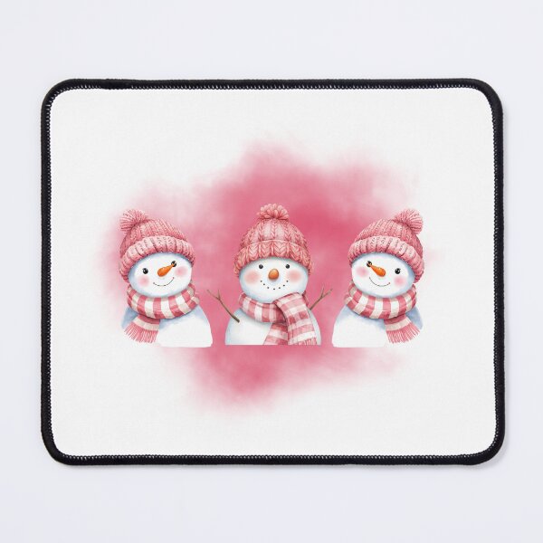 Item preview, Snowmen in Pink Hats and Scarves – Winter Illustration designed and sold by iamKRUK.