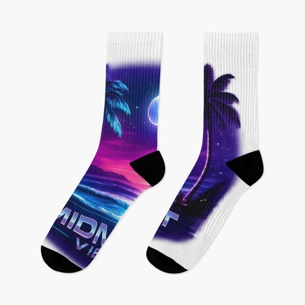 Item preview, Midnight Vibes — Neon Palm Trees Synthwave Beach Art designed and sold by SoulenCify.
