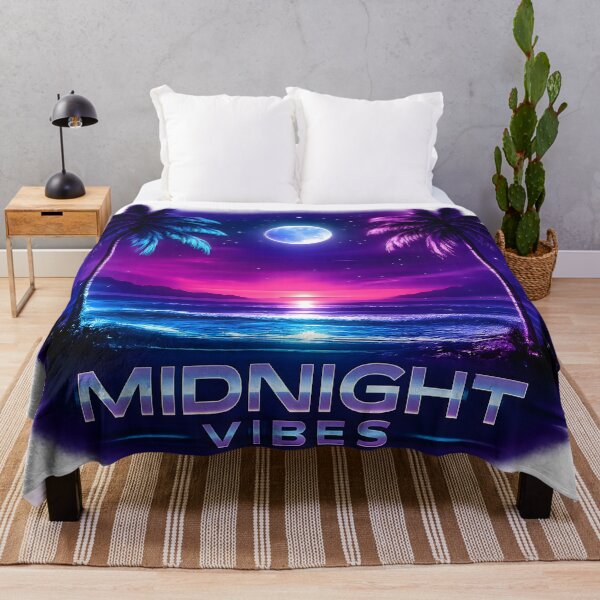 Item preview, Midnight Vibes — Neon Palm Trees Synthwave Beach Art designed and sold by SoulenCify.