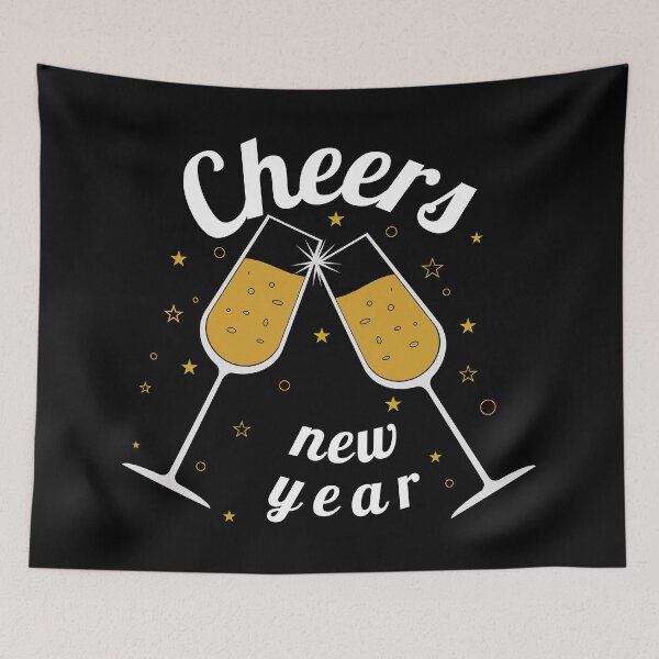 Item preview, Cheers New Year – Celebration Toast Theme Typography Design designed and sold by PixelWaveBD.
