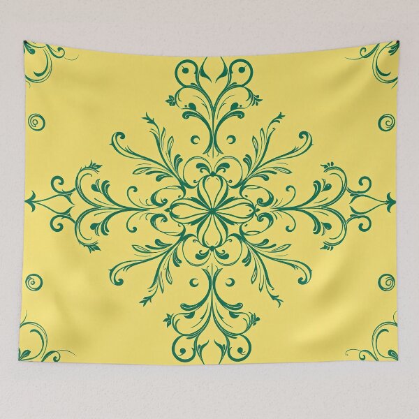 Item preview, YA1 Yellow Back Green Mandala design designed and sold by ShaDeS-AI-Art.