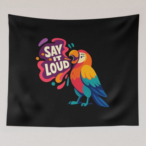 Item preview, Colorful Parrot Shouting “Say It Loud” - Bold Vector Art designed and sold by MKreative Studio.