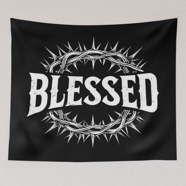 Item preview, BLESSED Christian Crown of Thorns Design – Faith-Inspired Typography for Apparel, Prints & Gifts designed and sold by Bright Nest Studio.