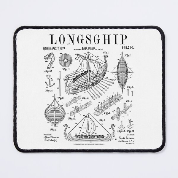 Item preview, Viking Longship Funny Vintage Patent Norse Mythology designed and sold by GrandeDuc.