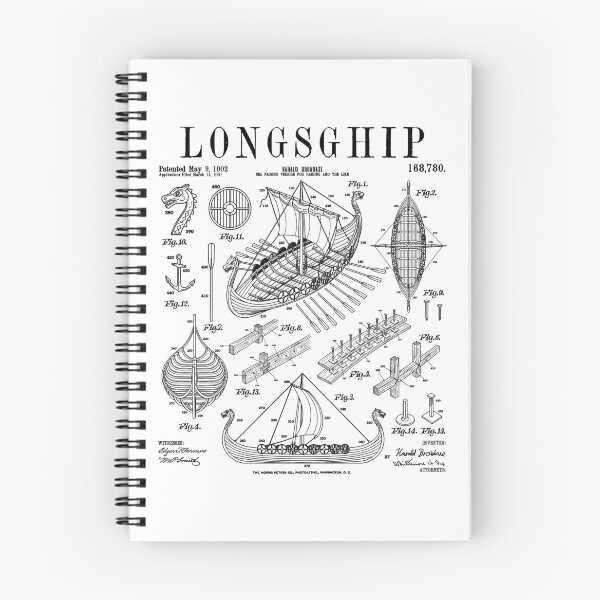 Artikelvorschau, Wikinger-Langschiff – Lustiges Vintage-Patent – Nordische Mythologie entworfen und verkauft von GrandeDuc.