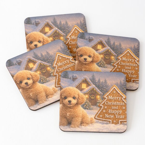 Item preview, Toy Poodle Christmas Gingerbread Cottage Art designed and sold by GivingJoy.