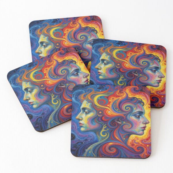 Item preview, Colorful Minds in Motion – Abstract Dual Profile with Swirls, Emotion & Psychedelic Flow designed and sold by FotoworldEdel.