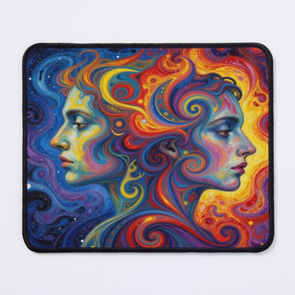 Item preview, Colorful Minds in Motion – Abstract Dual Profile with Swirls, Emotion & Psychedelic Flow designed and sold by FotoworldEdel.