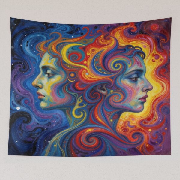 Item preview, Colorful Minds in Motion – Abstract Dual Profile with Swirls, Emotion & Psychedelic Flow designed and sold by FotoworldEdel.