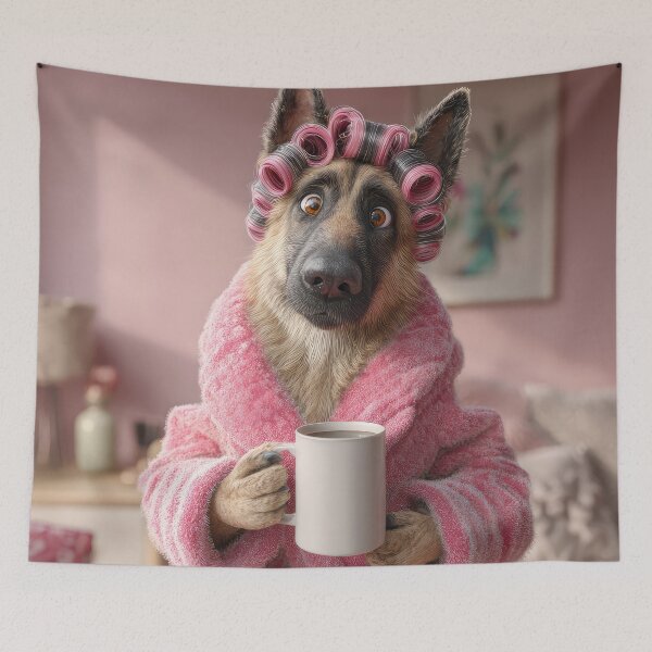 Item preview, German Shepherd with Curlers designed and sold by Elisabeth Lucas.