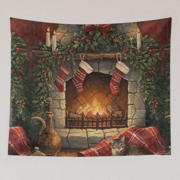 Item preview, By the Hearth – Vibrant Cottagecore Christmas Scene designed and sold by Deezyned.