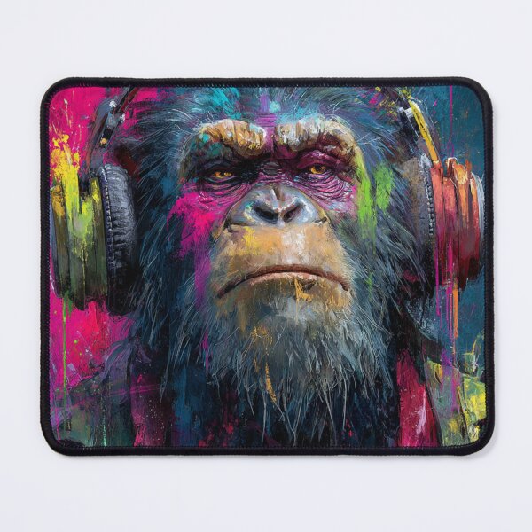 Item preview, Stylish Dj Monkey Thinker Brutal With Headphones Art designed and sold by GrinGalore.