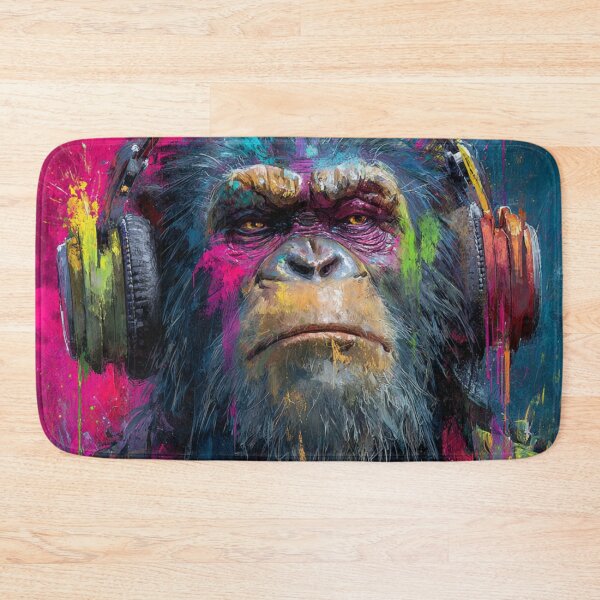 Item preview, Stylish Dj Monkey Thinker Brutal With Headphones Art designed and sold by GrinGalore.