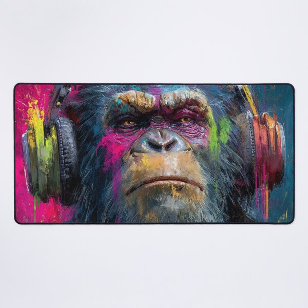 Item preview, Stylish Dj Monkey Thinker Brutal With Headphones Art designed and sold by GrinGalore.