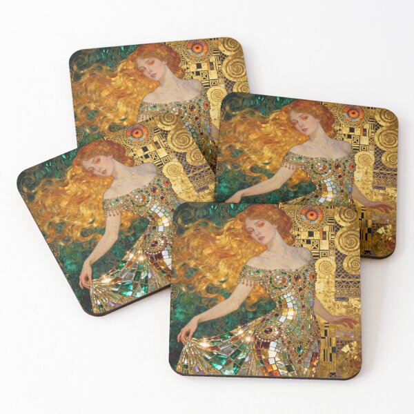 Item preview, Golden Curtsy Elegance Beautiful Art Nouveau Gustav Klimt stylish art designed and sold by Vintage Designs +.