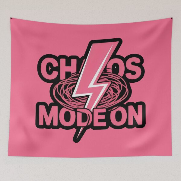Item preview, Chaos Mode On Design with Pink Lightning Bolt and Swirl Energy Background designed and sold by SplashTastic.