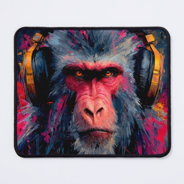 Item preview, Stylish Dj Monkey Thinker Baboon With Headphones Art designed and sold by GrinGalore.
