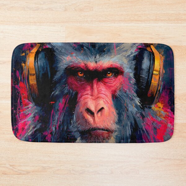 Item preview, Stylish Dj Monkey Thinker Baboon With Headphones Art designed and sold by GrinGalore.