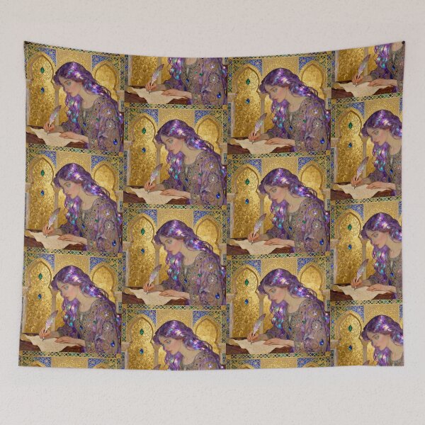 Item preview, Purple Haired Scribe Beautiful Art Nouveau Gustav Klimt stylish art designed and sold by Vintage Designs +.