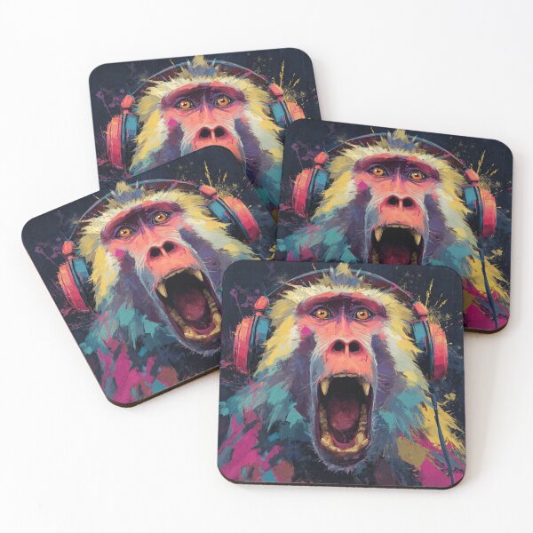 Item preview, Stylish Crazy Dj Monkey Baboon With Headphones Art designed and sold by GrinGalore.
