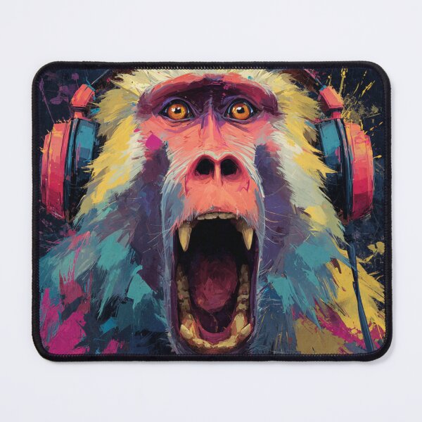 Item preview, Stylish Crazy Dj Monkey Baboon With Headphones Art designed and sold by GrinGalore.