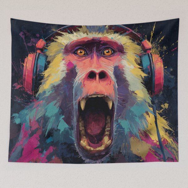 Item preview, Stylish Crazy Dj Monkey Baboon With Headphones Art designed and sold by GrinGalore.